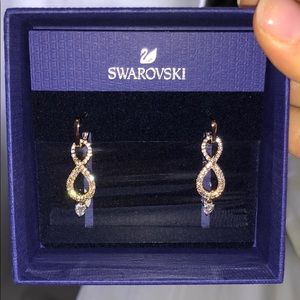 Swarovski Rose Gold Infinity Pierced Earrings